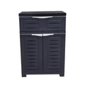 HomeRoots 24 Charcoal Plastic Accent Cabinet With Two Doors And One Drawer