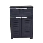 HomeRoots 24 Charcoal Plastic Accent Cabinet With Two Doors And One Drawer