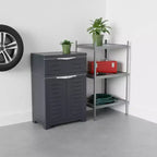 Meuble d'appoint 2 portes et 1 tiroir en plastique anthracite