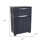 Meuble d'appoint 2 portes et 1 tiroir en plastique anthracite