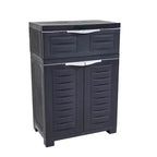Meuble d'appoint 2 portes et 1 tiroir en plastique anthracite