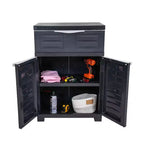 Meuble d'appoint 2 portes et 1 tiroir en plastique anthracite