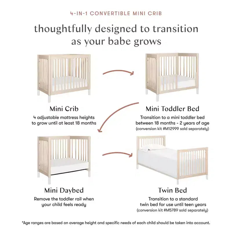 Mini-lit de bébé convertible 4-en-1