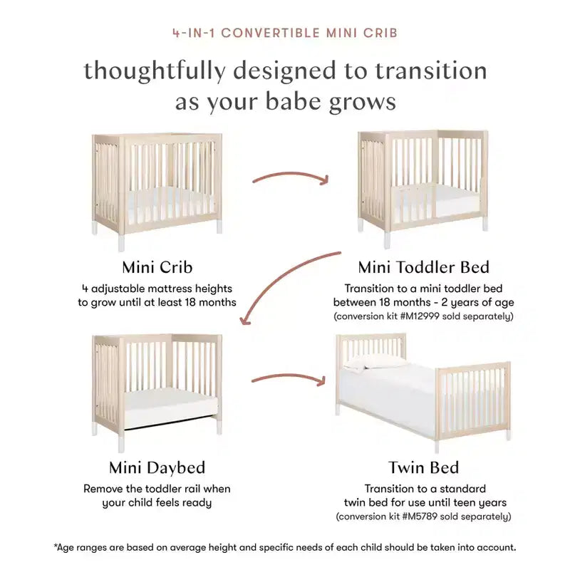 Mini-lit de bébé convertible 4-en-1