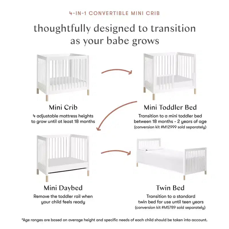 Mini-lit de bébé convertible 4-en-1