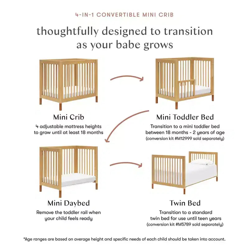 Mini-lit de bébé convertible 4-en-1