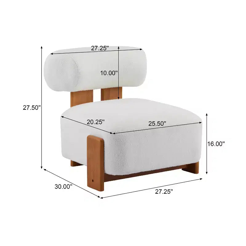 Chaise contemporaine en bouclette et hévéa
