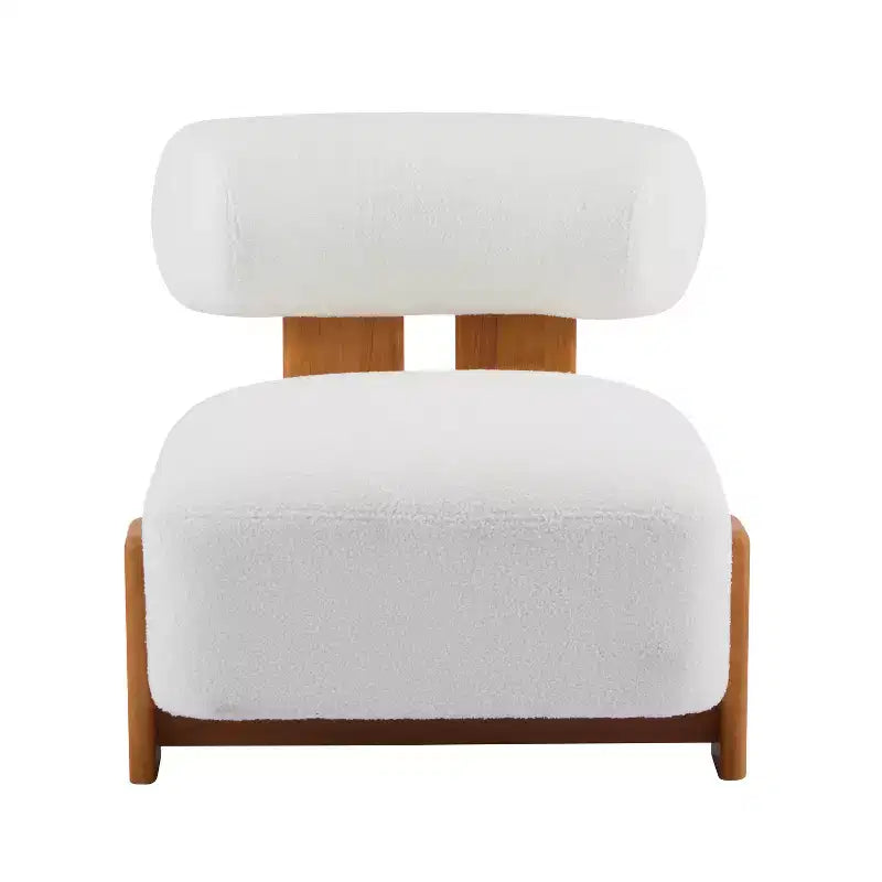 Chaise contemporaine en bouclette et hévéa