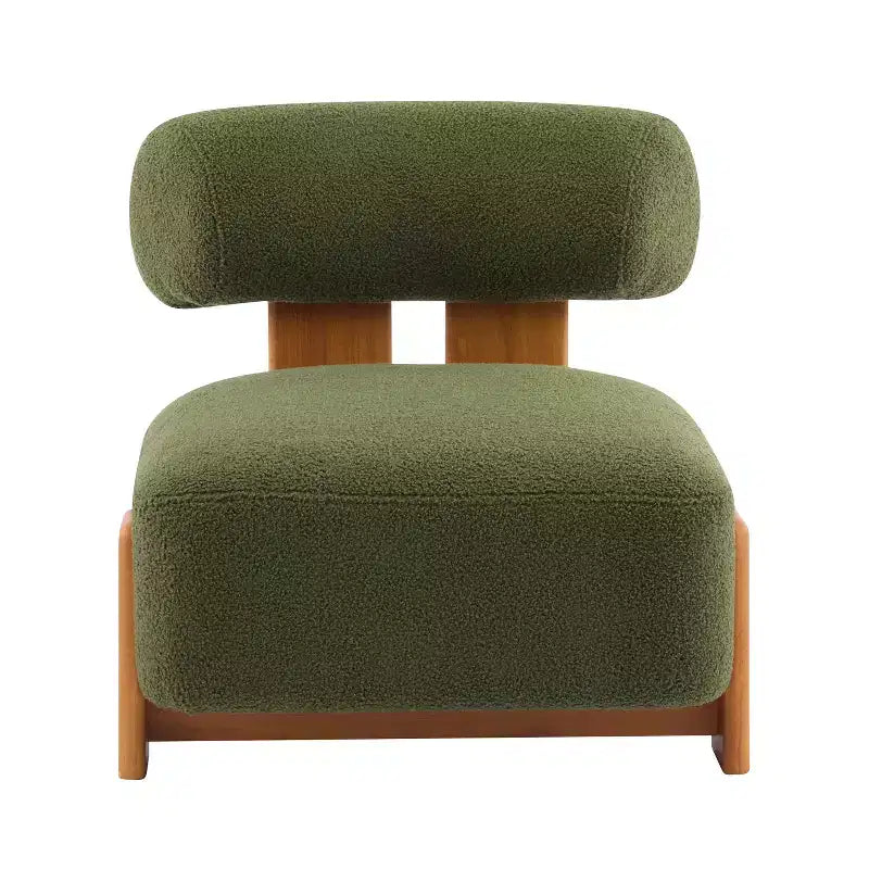 Chaise contemporaine en bouclette et hévéa
