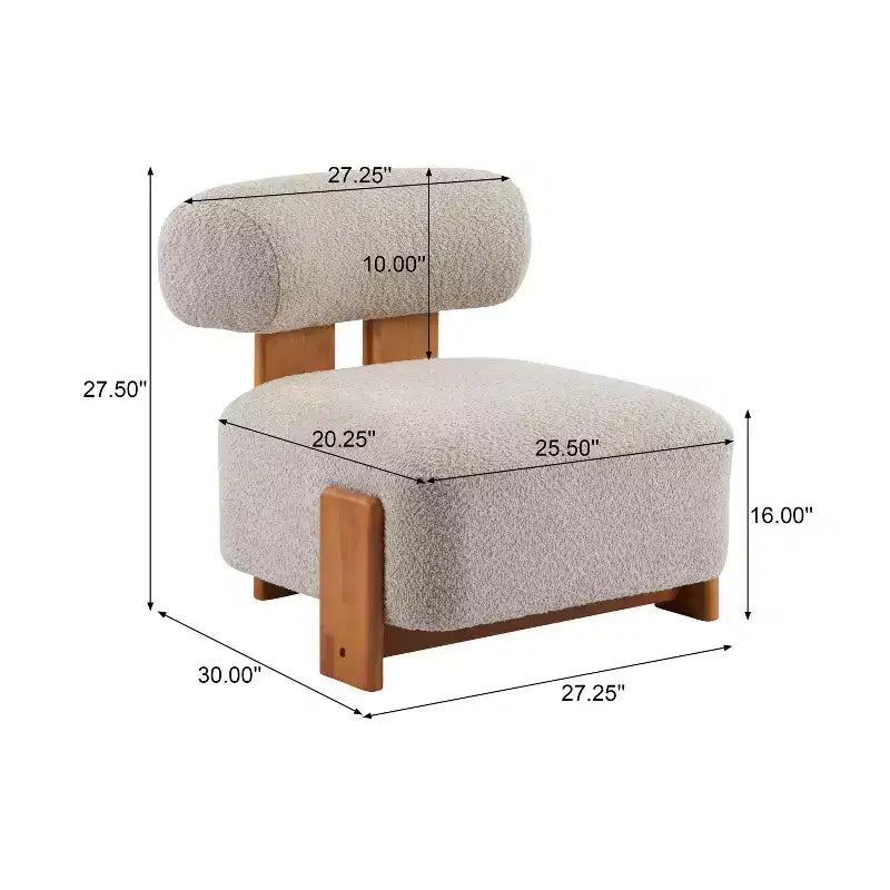 Chaise contemporaine en bouclette et hévéa