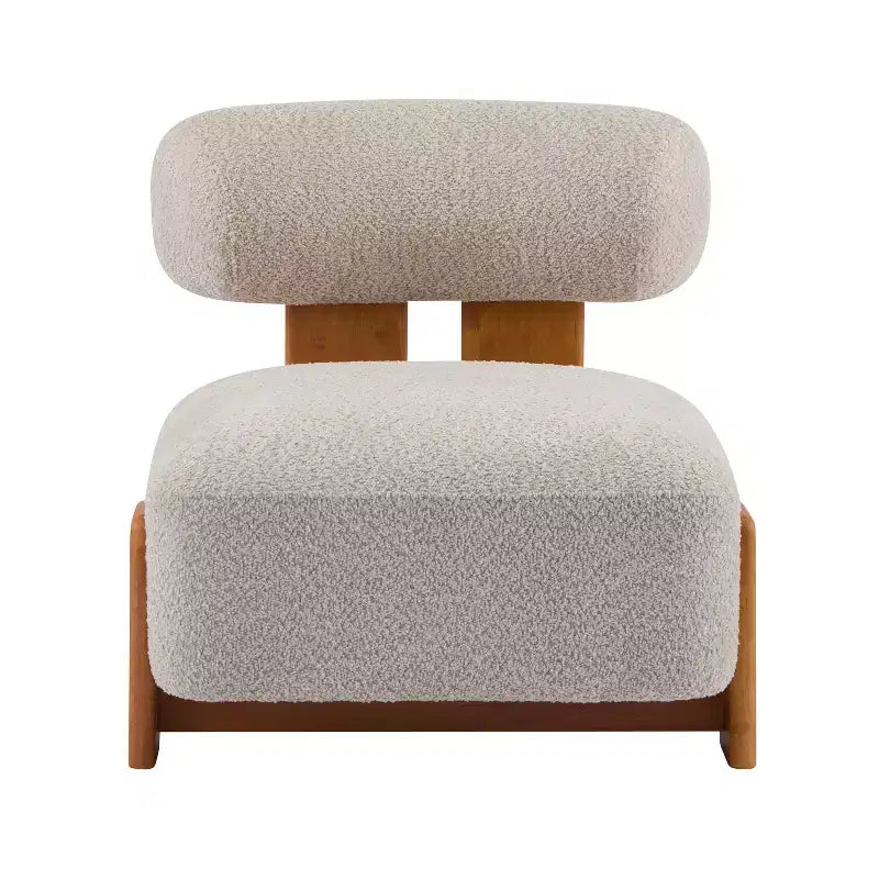 Chaise contemporaine en bouclette et hévéa