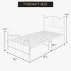 Cadre de lit simple, plateforme en métal de taille simple avec tête de lit en forme de cœur, rangement sous le lit de 11,5 pouces, pas besoin de sommier tapissier, silencieux et facile à assembler