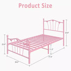 Cadre de lit simple, plateforme en métal de taille simple avec tête de lit en forme de cœur, rangement sous le lit de 11,5 pouces, pas besoin de sommier tapissier, silencieux et facile à assembler