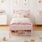 Twin Bed Frame, Twin Size Metal Platform with Heart Shaped Headboard, 11.5 Underbed Storage, No Box Spring Needed, Noise Free & Easy Assembly