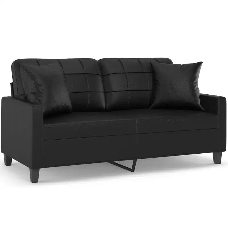 Canapé 2 places Noir 75 % polychlorure de vinyle, 20 % polyester, 5 % coton