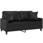 Canapé 2 places Noir 75 % polychlorure de vinyle, 20 % polyester, 5 % coton