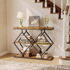 Console de table d'entrée de 40 poucesTable console industrielle à 3 niveaux avec étagères ouvertesTable de canapé derrière le canapé pour couloir, salon, foyer