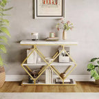 Console de table d'entrée de 40 poucesTable console industrielle à 3 niveaux avec étagères ouvertesTable de canapé derrière le canapé pour couloir, salon, foyer