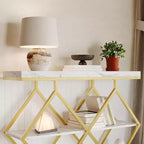 Console de table d'entrée de 40 poucesTable console industrielle à 3 niveaux avec étagères ouvertesTable de canapé derrière le canapé pour couloir, salon, foyer