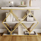Console de table d'entrée de 40 poucesTable console industrielle à 3 niveaux avec étagères ouvertesTable de canapé derrière le canapé pour couloir, salon, foyer