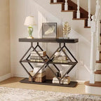 Console de table d'entrée de 40 poucesTable console industrielle à 3 niveaux avec étagères ouvertesTable de canapé derrière le canapé pour couloir, salon, foyer