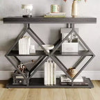 40 Entryway Console Table3-Tier Industrial Console Table with Open ShelvesSofa Table Behind The Couch for Hallway, Living Room, Foyer