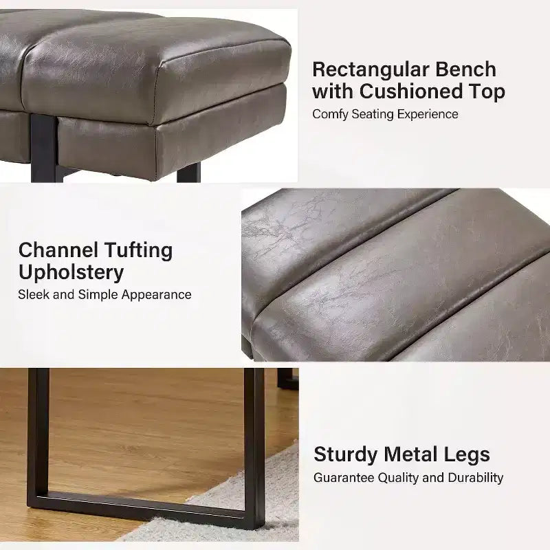 Banc moderne touffeté capitonné en cuir végétalienDesign de vie artistique