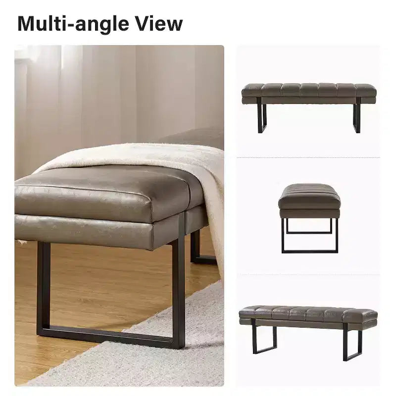 Banc moderne touffeté capitonné en cuir végétalienDesign de vie artistique