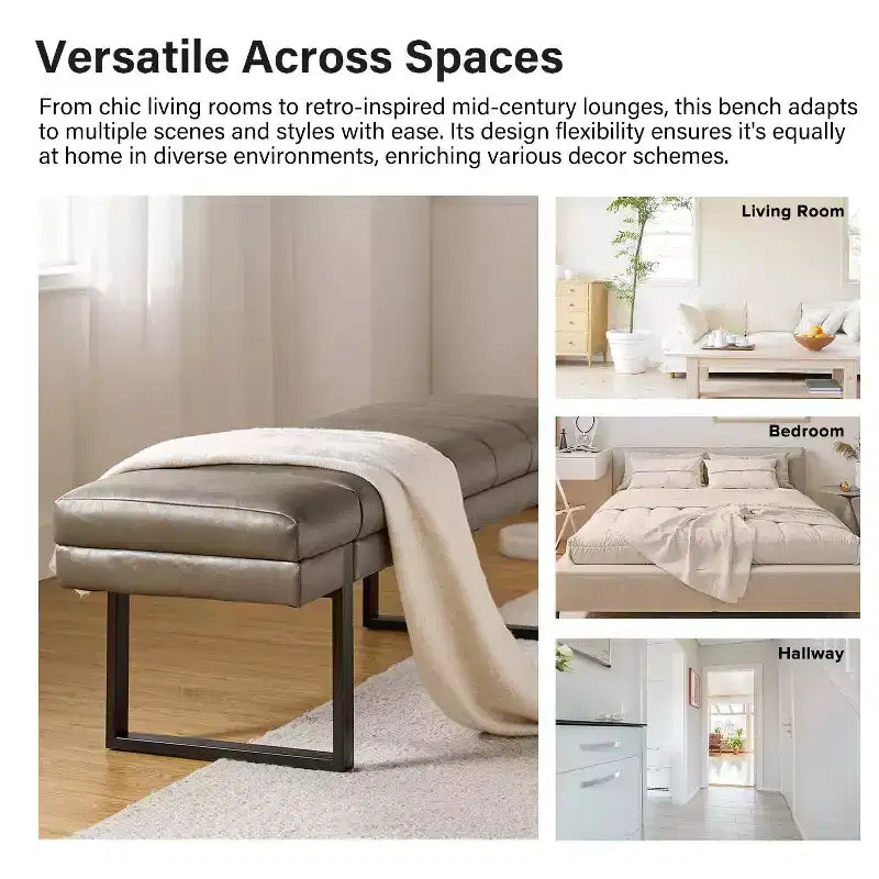 Banc moderne touffeté capitonné en cuir végétalienDesign de vie artistique