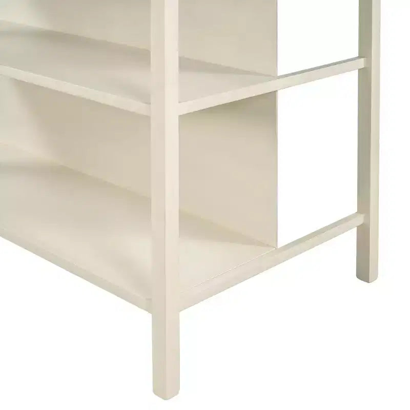 Îlot de cuisine rustique avec plateau de boucher en caoutchouc, chariot de cuisine avec 2 étagères ouvertes, table d'îlot de cuisine pour petits espaces, noyer