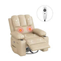 Oversized Swivel Recliner Chair with Heat and Massage, Power Rocking Chair, Faux Leather, Cup Holder