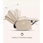 Fauteuil inclinable pivotant surdimensionné avec fonctions de chaleur et de massage, fauteuil à bascule électrique, similicuir, porte-gobelet