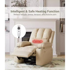 Fauteuil inclinable pivotant surdimensionné avec fonctions de chaleur et de massage, fauteuil à bascule électrique, similicuir, porte-gobelet