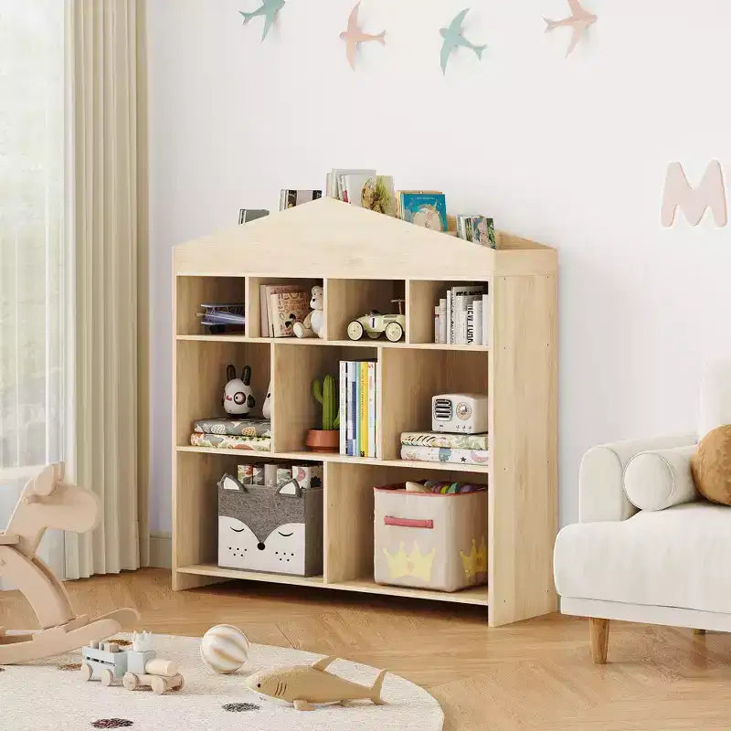 9 meubles de rangement pour enfants, étagère de rangement blanche, bibliothèque anti-basculement sécurisée pour chambre d'enfant, salle de jeux