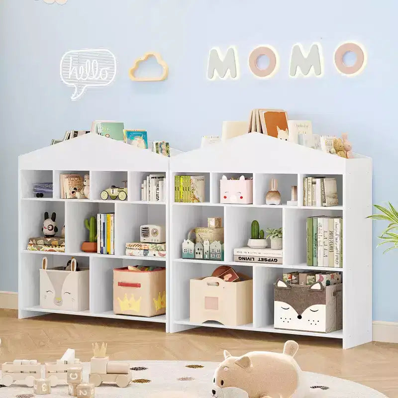 9 meubles de rangement pour enfants, étagère de rangement blanche, bibliothèque anti-basculement sécurisée pour chambre d'enfant, salle de jeux