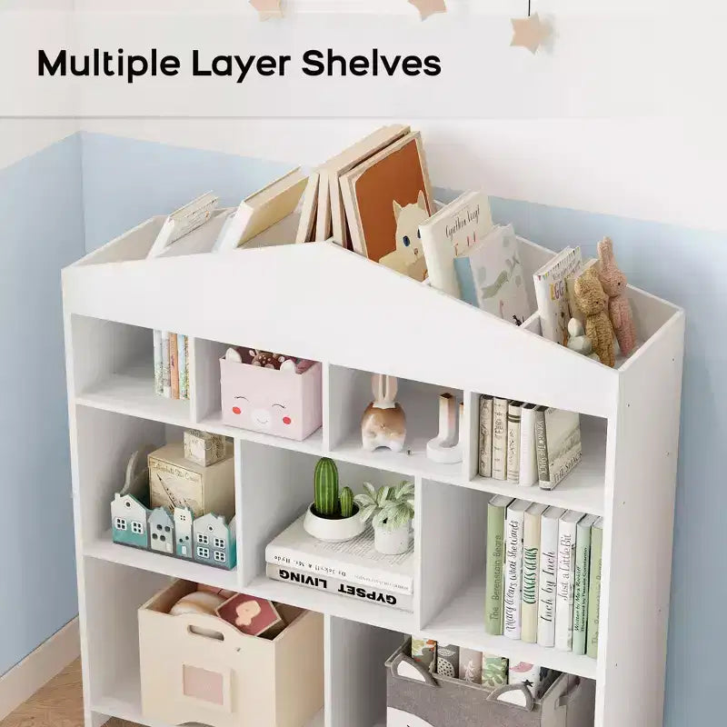 9 meubles de rangement pour enfants, étagère de rangement blanche, bibliothèque anti-basculement sécurisée pour chambre d'enfant, salle de jeux