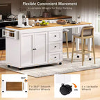 Îlot de cuisine avec table extensible, îlot de cuisine avec rangement et prise de courant, desserte de cuisine roulante avec porte-épices pour salle à manger