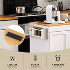 Îlot de cuisine avec table extensible, îlot de cuisine avec rangement et prise de courant, desserte de cuisine roulante avec porte-épices pour salle à manger