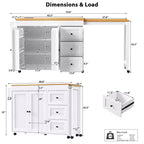 Îlot de cuisine avec table extensible, îlot de cuisine avec rangement et prise de courant, desserte de cuisine roulante avec porte-épices pour salle à manger