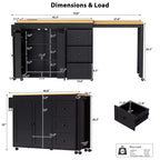 Îlot de cuisine avec table extensible, îlot de cuisine avec rangement et prise de courant, desserte de cuisine roulante avec porte-épices pour salle à manger