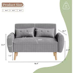 Petit canapé causeuse moderne, canapé 2 places rembourré pour petits espaces, salon, studio, appartement avec 2 oreillers
