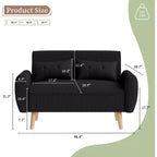 Petit canapé causeuse moderne, canapé 2 places rembourré pour petits espaces, salon, studio, appartement avec 2 oreillers