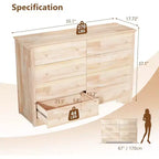Commode en bois massif 55 W à 8 tiroirs, commode non finie pour bricolage couleur