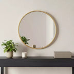 Miroir d'appoint rond encadré en métal noir 20