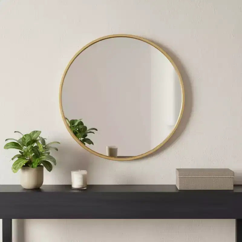 Miroir d'appoint rond encadré en métal noir 20