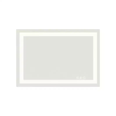 HomeRoots 24 Clear Lighted Frameless Bathroom Vanity Mirror