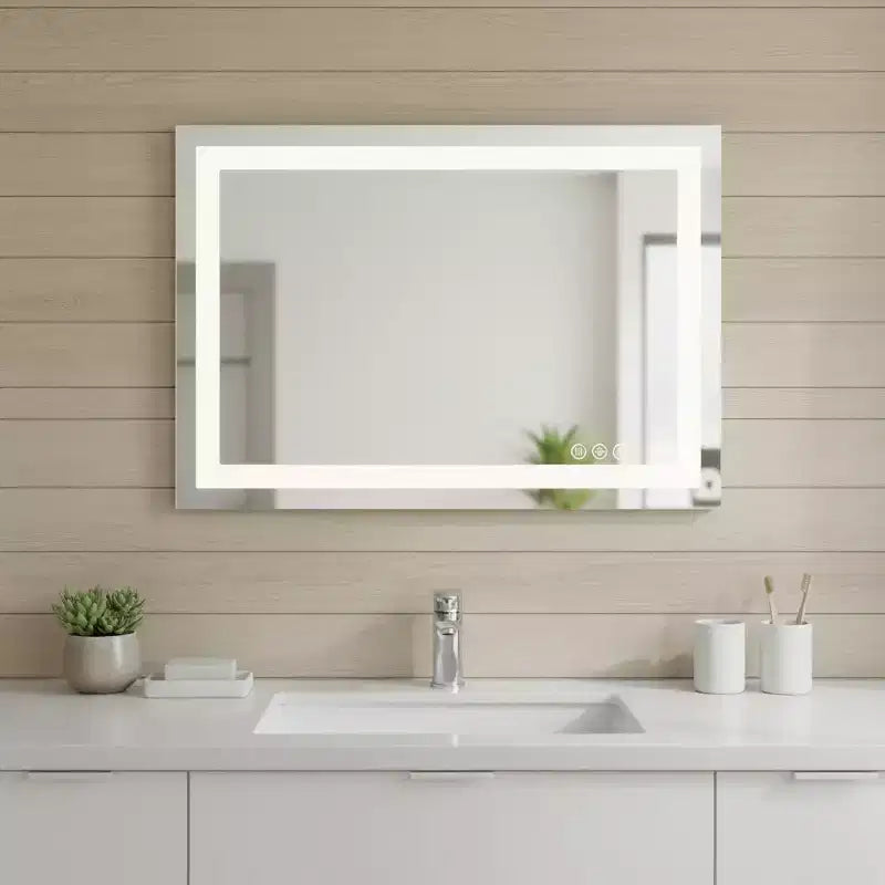 Miroir de vanité de salle de bain sans cadre lumineux 24 po