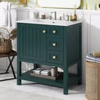 Bathroom Vanity with Sink, 1 Door, 2 Drawers, Bottom Open Storage Shelve Bathroom Cabinet Vanity (Excluding Faucets and Drainage Pipes)