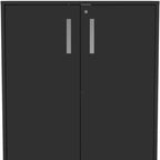 Meuble de rangement roulant en bois noir à deux portes de 35 po