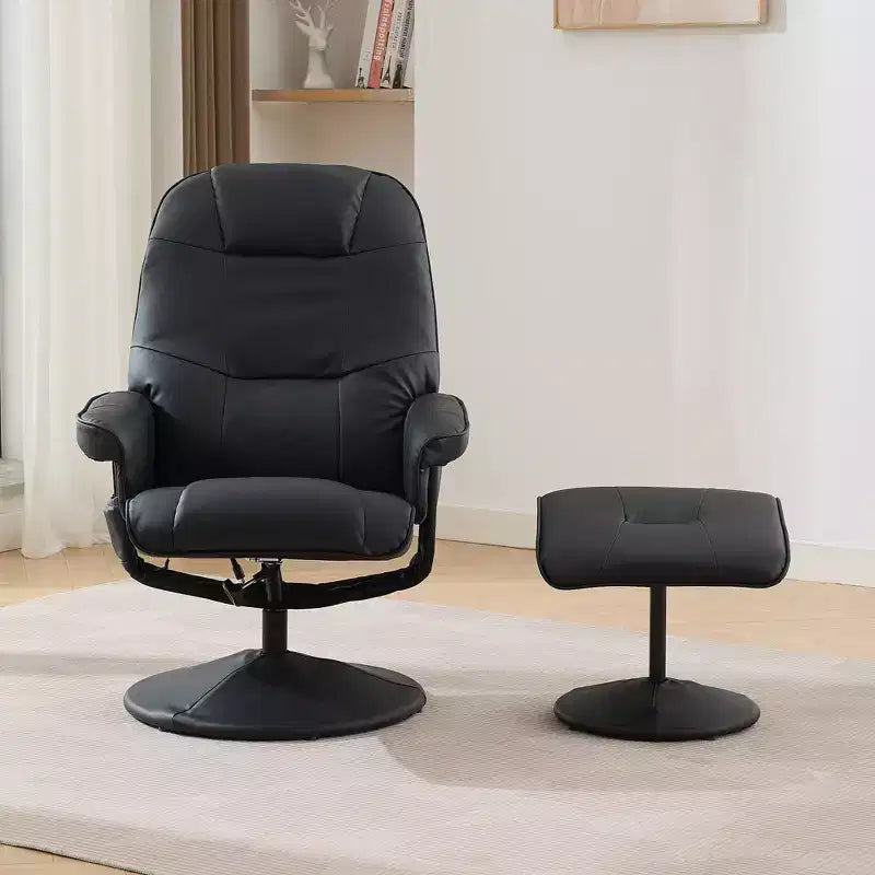 Fauteuil de massage inclinable en similicuir avec pouf